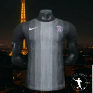 Maillot de foot concept PSG Noir – Édition Élégance Verticale