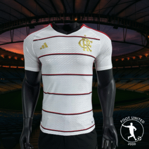 Maillot de foot concept CR Flamengo 2025 – Blanc & Rouge Rayé