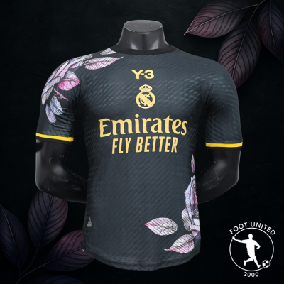 Maillot concept Real Madrid x Y-3 2024 – Noir & Or floral