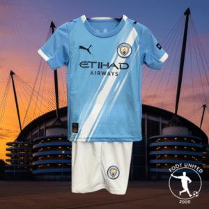 Maillot et short de foot Manchester City 2023/24 Domicile – Édition “Sky Stripes”