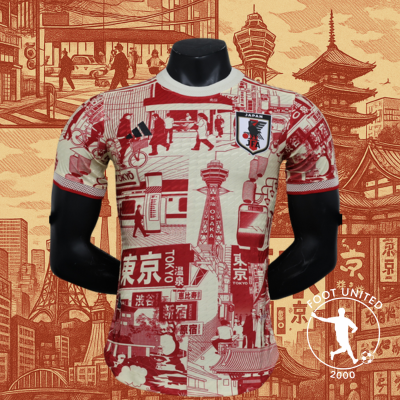 Maillot de foot concept du Japomn ONE PIECE LUFFYY-24 Maillot de foot Japon 2025 « Métropoles » – Tokyo & Osaka rouge