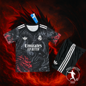 Maillot + short enfant Real Madrid Dragon Noir & Rouge