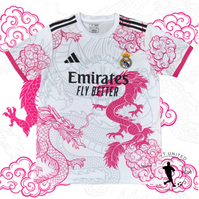 Maillot de foot concept Real de Madrid Dragon Rose:Blanc Maillot de foot concept Real de Madrid Dragon Rose/Blanc